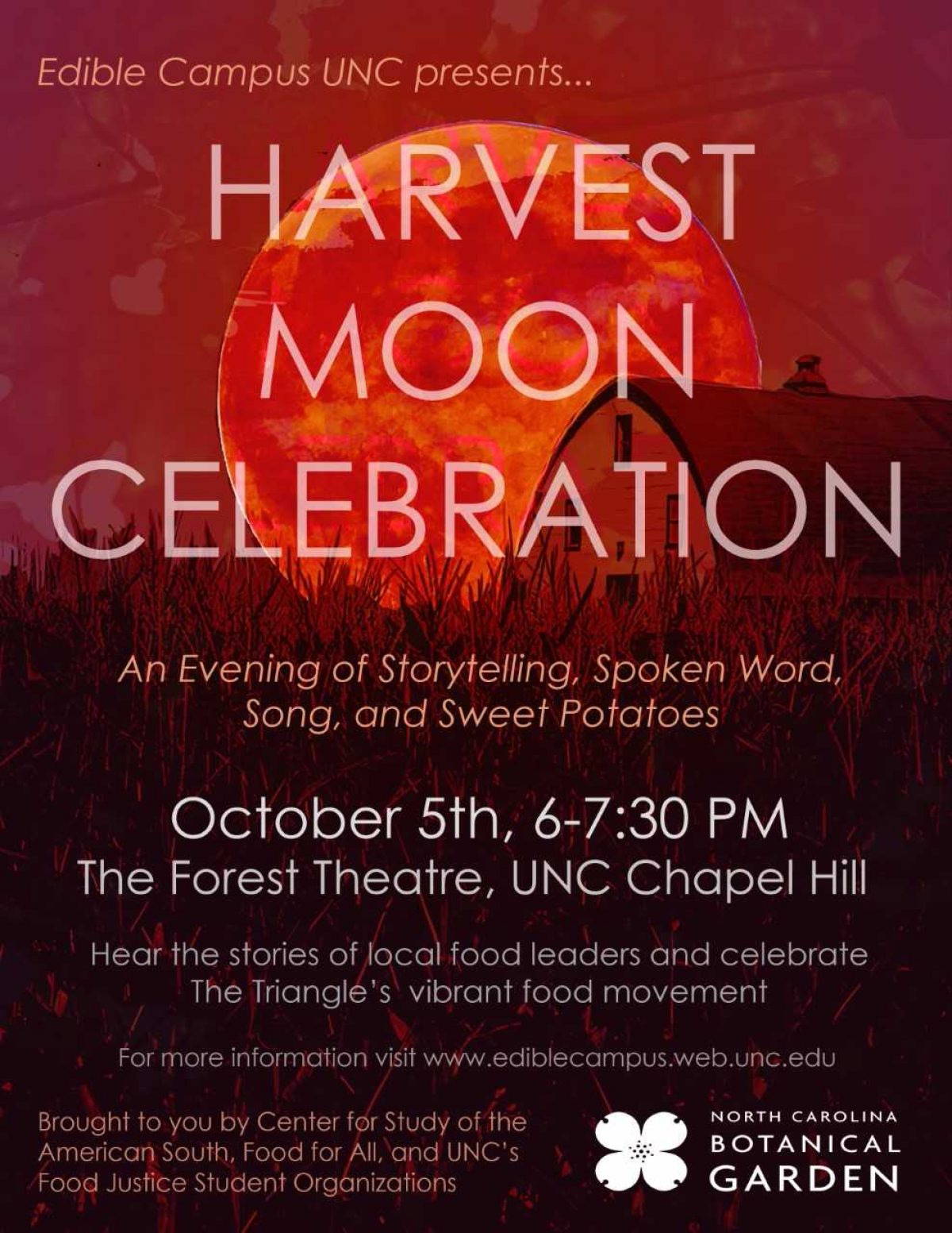 Cosponsored Event Harvest Moon Celebration, Thurs, Oct 5 at 600 pm