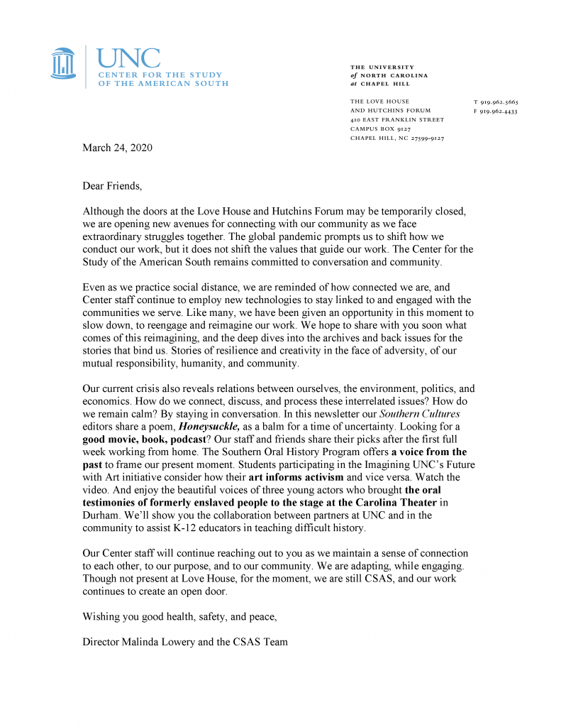 CSAS Director Letter