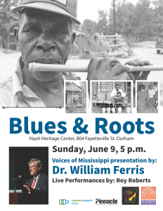 Blues & Roots event flyer detailing event logistics